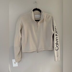 Calvin Klein - Cropped Hoodie Womens - Tan Cream Beige
Sweatshirt Sweater Hoody